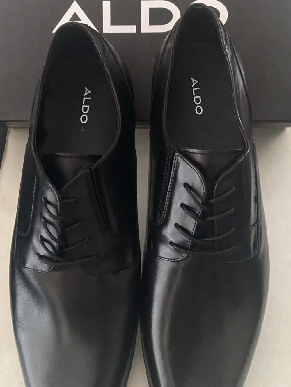 NIB ALDO Umelle Umiliria Black Leather Dress Shoes Men's Size 13 NWT